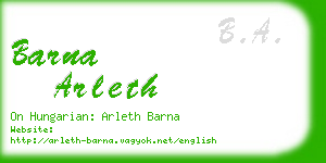 barna arleth business card